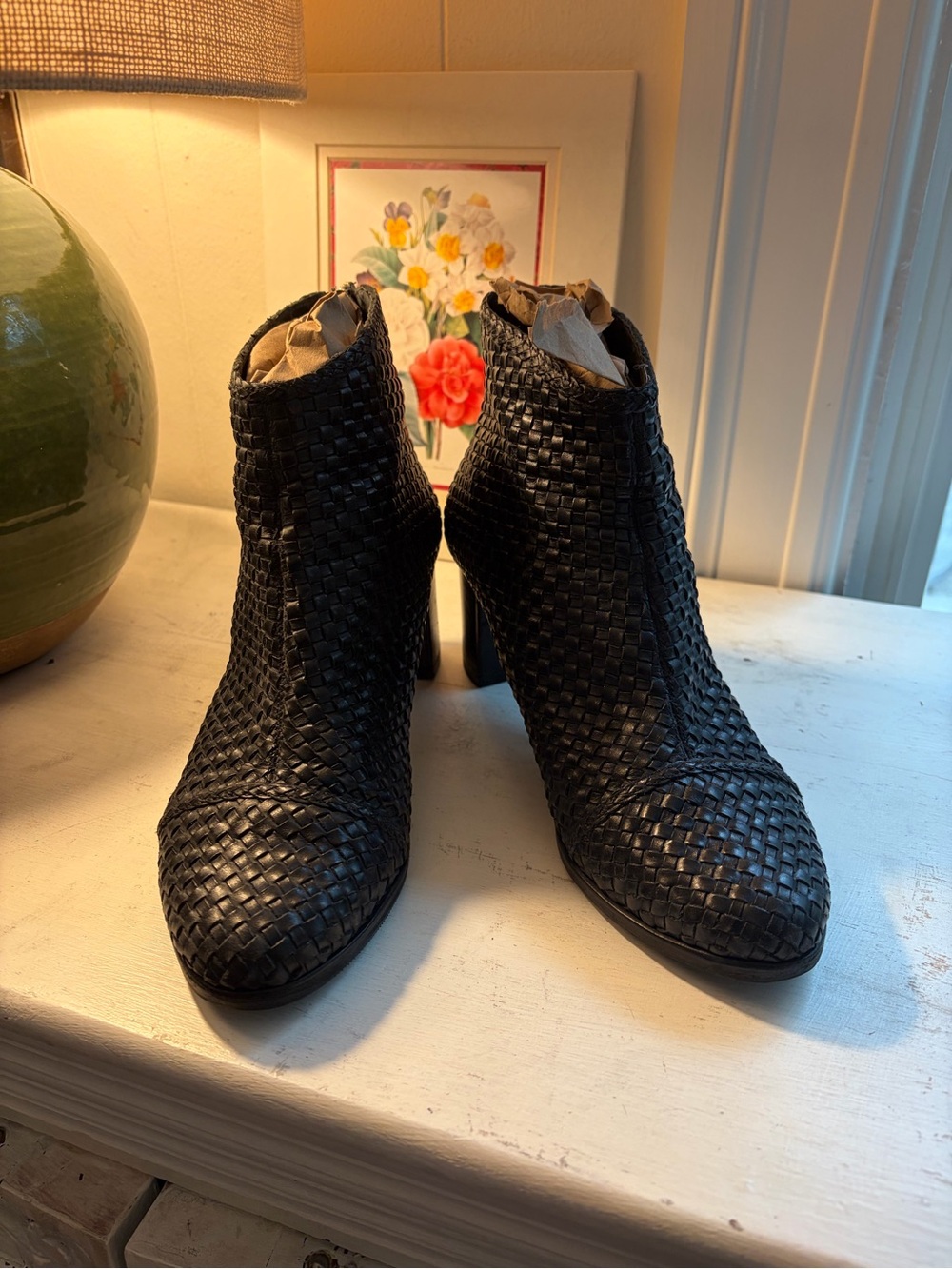 Woven Block-Heel Ankle Booties in Black - Women - Picture 2 of 7
